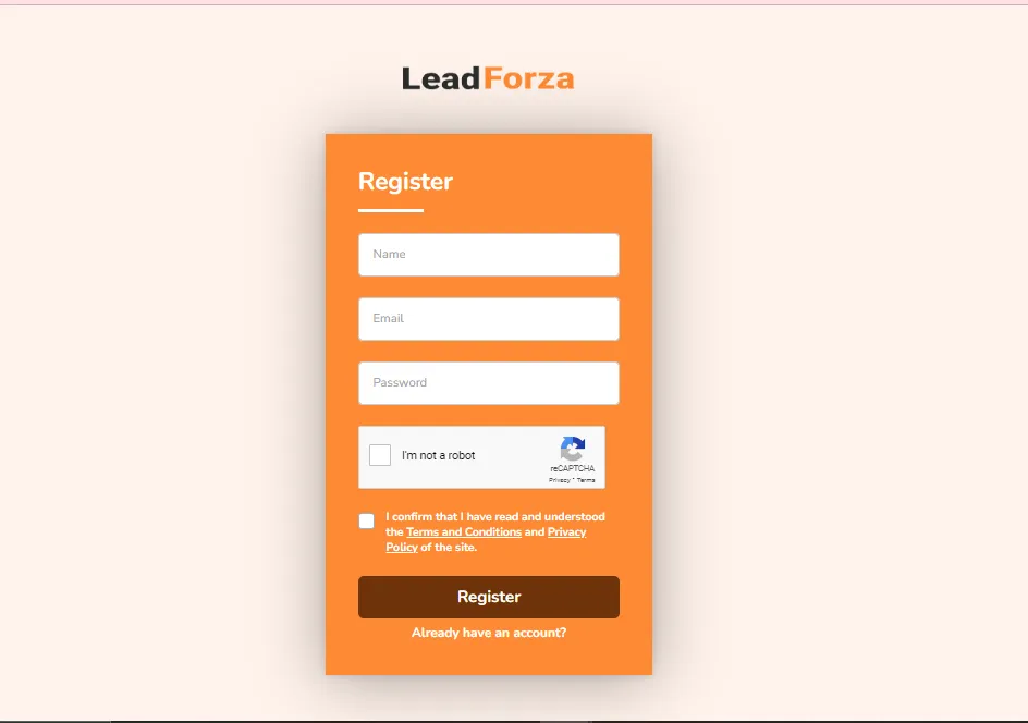 Leadfroza login Page