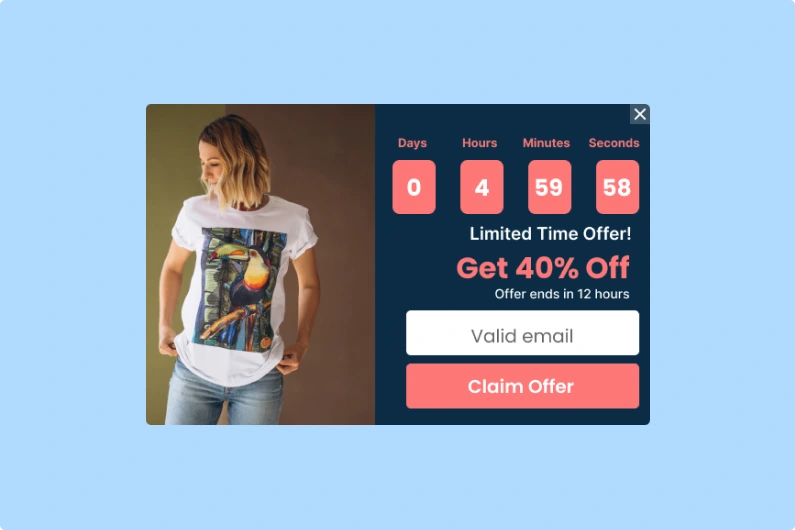 time-limited offer popup